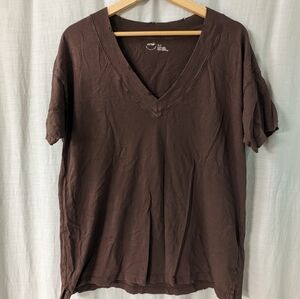 EUC Brown V-Neck Aerie Tee
